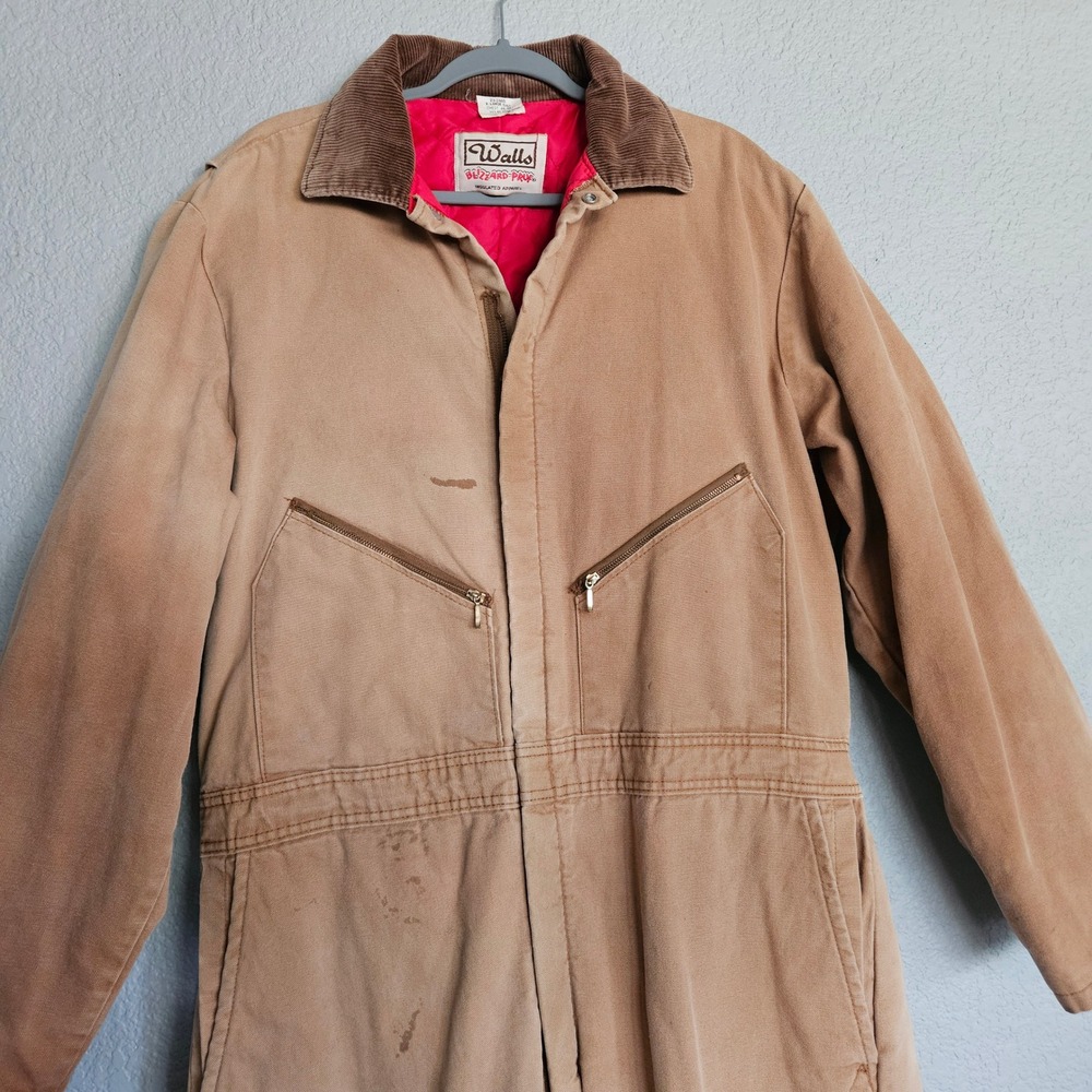 Walls Blizzard-Pruf Insulated Coveralls Mens XL Tall Brown Cotton Duck USA Made